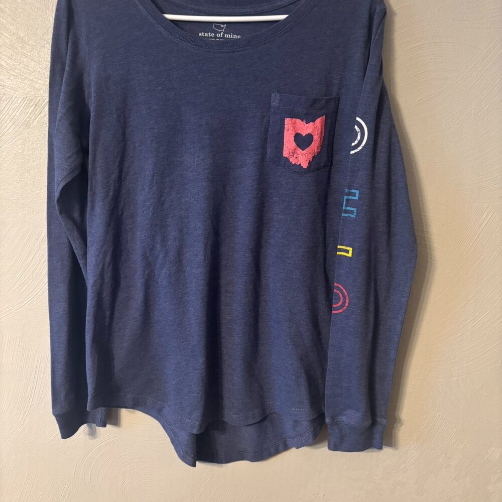 State of Mine, OHIO Women's Long-sleeved Top, Blue Small